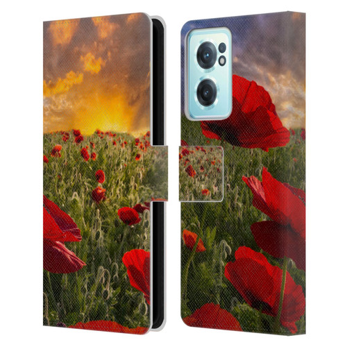 Celebrate Life Gallery Florals Red Flower Field Leather Book Wallet Case Cover For OnePlus Nord CE 2 5G