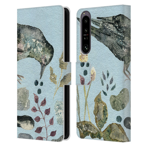 Wyanne Birds Fallen Blueberries Leather Book Wallet Case Cover For Sony Xperia 1 IV