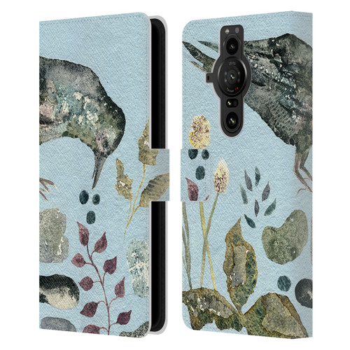 Wyanne Birds Fallen Blueberries Leather Book Wallet Case Cover For Sony Xperia Pro-I