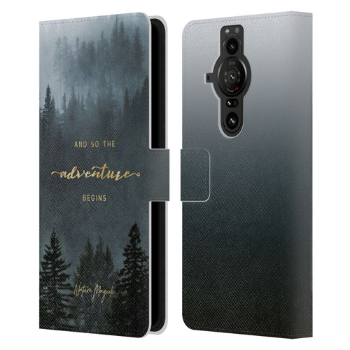Nature Magick So The Adventure Begins Quote Trees Leather Book Wallet Case Cover For Sony Xperia Pro-I
