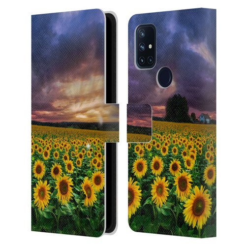 Celebrate Life Gallery Florals Stormy Sunrise Leather Book Wallet Case Cover For OnePlus Nord N10 5G