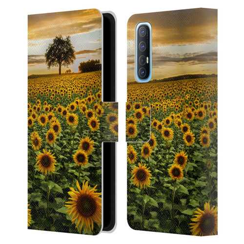 Celebrate Life Gallery Florals Big Sunflower Field Leather Book Wallet Case Cover For OPPO Find X2 Neo 5G