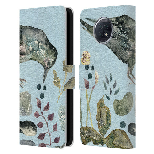 Wyanne Birds Fallen Blueberries Leather Book Wallet Case Cover For Xiaomi Redmi Note 9T 5G