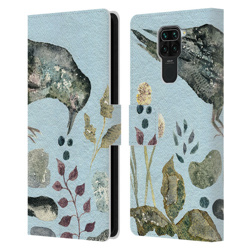 Wyanne Birds Fallen Blueberries Leather Book Wallet Case Cover For Xiaomi Redmi Note 9 / Redmi 10X 4G