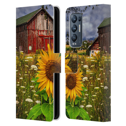 Celebrate Life Gallery Florals Barn Meadow Flowers Leather Book Wallet Case Cover For OPPO Find X3 Neo / Reno5 Pro+ 5G