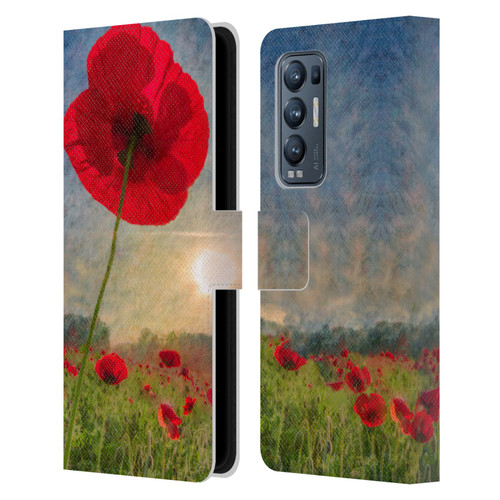 Celebrate Life Gallery Florals Red Flower Leather Book Wallet Case Cover For OPPO Find X3 Neo / Reno5 Pro+ 5G