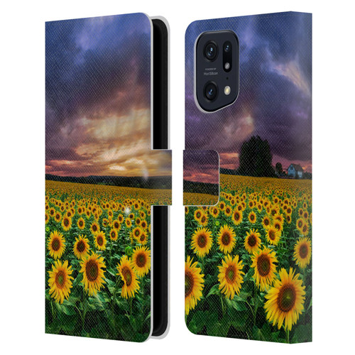 Celebrate Life Gallery Florals Stormy Sunrise Leather Book Wallet Case Cover For OPPO Find X5