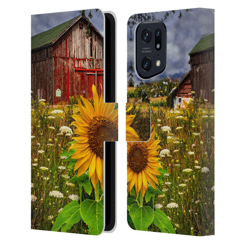 Celebrate Life Gallery Florals Barn Meadow Flowers Leather Book Wallet Case Cover For OPPO Find X5 Pro