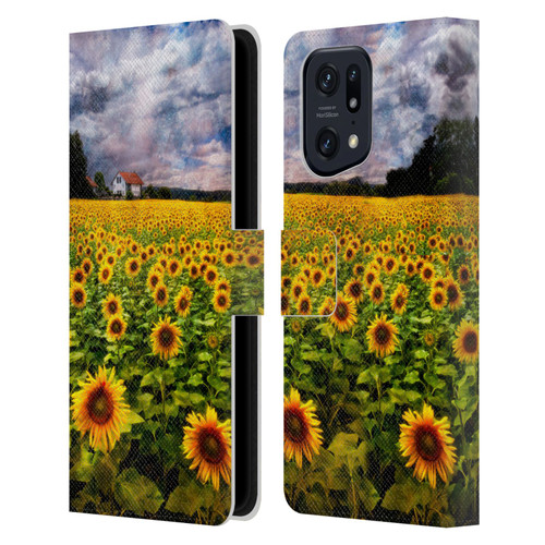 Celebrate Life Gallery Florals Dreaming Of Sunflowers Leather Book Wallet Case Cover For OPPO Find X5 Pro