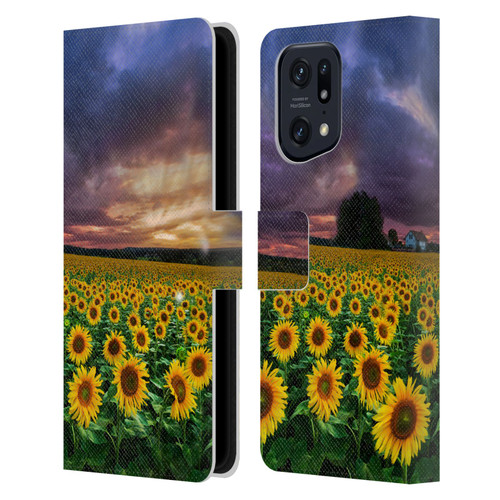 Celebrate Life Gallery Florals Stormy Sunrise Leather Book Wallet Case Cover For OPPO Find X5 Pro
