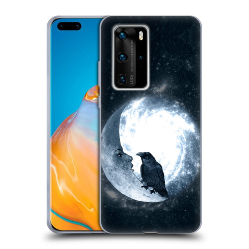 Barruf Animals Crow and Its Moon Soft Gel Case for Huawei P40 Pro / P40 Pro Plus 5G