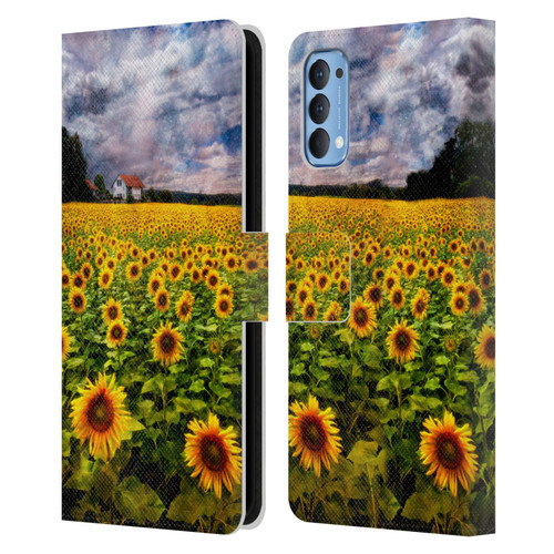 Celebrate Life Gallery Florals Dreaming Of Sunflowers Leather Book Wallet Case Cover For OPPO Reno 4 5G
