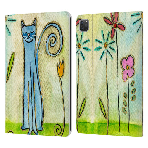 Wyanne Cat Blue Cat In The Flower Garden Leather Book Wallet Case Cover For Apple iPad Pro 11 2020 / 2021 / 2022