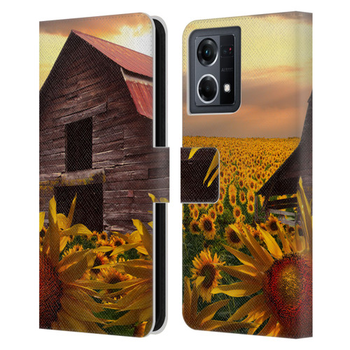 Celebrate Life Gallery Florals Sunflower Dance Leather Book Wallet Case Cover For OPPO Reno8 4G