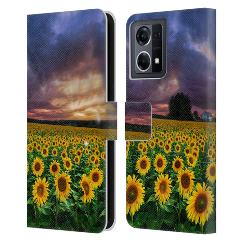 Celebrate Life Gallery Florals Stormy Sunrise Leather Book Wallet Case Cover For OPPO Reno8 4G