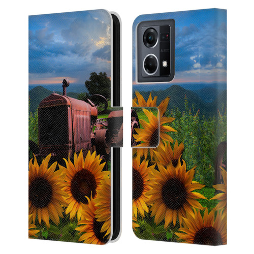 Celebrate Life Gallery Florals Tractor Heaven Leather Book Wallet Case Cover For OPPO Reno8 4G
