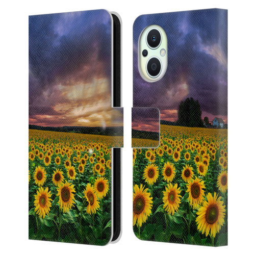 Celebrate Life Gallery Florals Stormy Sunrise Leather Book Wallet Case Cover For OPPO Reno8 Lite