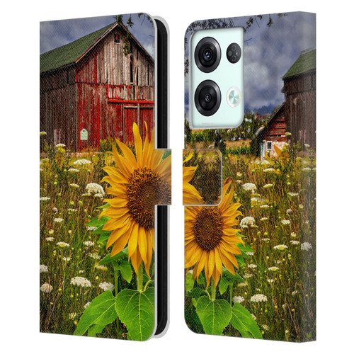 Celebrate Life Gallery Florals Barn Meadow Flowers Leather Book Wallet Case Cover For OPPO Reno8 Pro