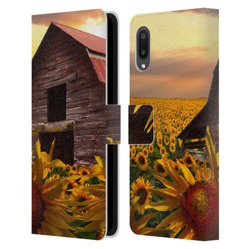 Celebrate Life Gallery Florals Sunflower Dance Leather Book Wallet Case Cover For Samsung Galaxy A02/M02 (2021)