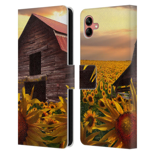 Celebrate Life Gallery Florals Sunflower Dance Leather Book Wallet Case Cover For Samsung Galaxy A04 (2022)