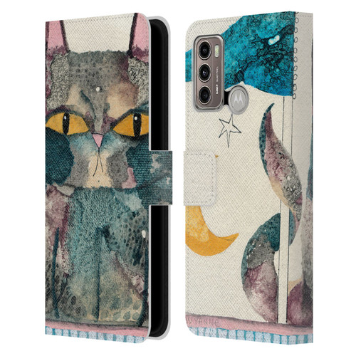 Wyanne Cat By The Light Of The Moon Leather Book Wallet Case Cover For Motorola Moto G60 / Moto G40 Fusion