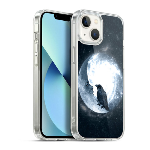Barruf Animals Crow and Its Moon Soft Gel Case for Apple iPhone 13