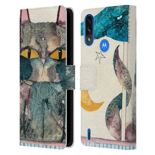 Wyanne Cat By The Light Of The Moon Leather Book Wallet Case Cover For Motorola Moto E7 Power / Moto E7i Power