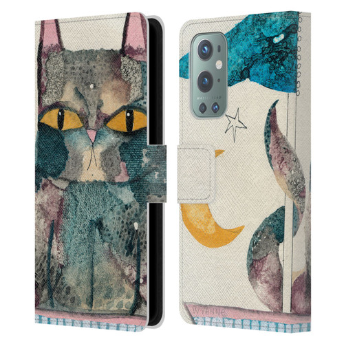 Wyanne Cat By The Light Of The Moon Leather Book Wallet Case Cover For OnePlus 9