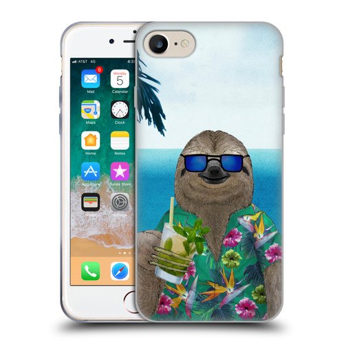 Barruf Animals Sloth In Summer Soft Gel Case for Apple iPhone 7 / 8 / SE 2020 & 2022