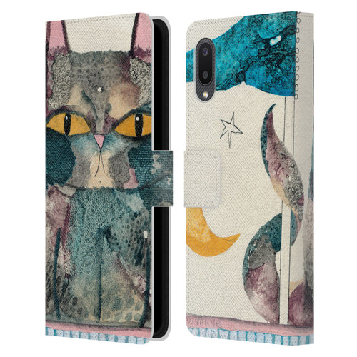 Wyanne Cat By The Light Of The Moon Leather Book Wallet Case Cover For Samsung Galaxy A02/M02 (2021)