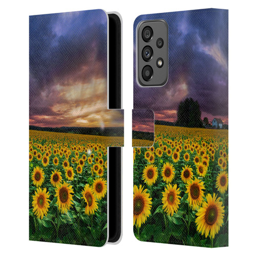 Celebrate Life Gallery Florals Stormy Sunrise Leather Book Wallet Case Cover For Samsung Galaxy A73 5G (2022)