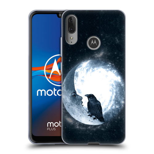 Barruf Animals Crow and Its Moon Soft Gel Case for Motorola Moto E6 Plus