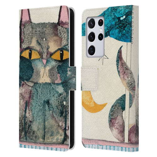 Wyanne Cat By The Light Of The Moon Leather Book Wallet Case Cover For Samsung Galaxy S21 Ultra 5G