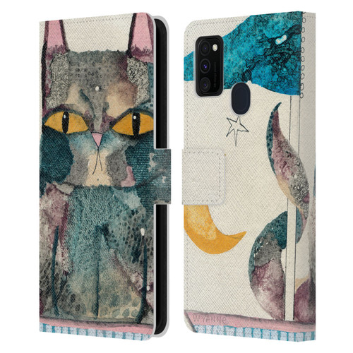 Wyanne Cat By The Light Of The Moon Leather Book Wallet Case Cover For Samsung Galaxy M30s (2019)/M21 (2020)