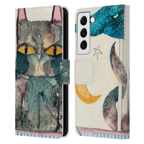 Wyanne Cat By The Light Of The Moon Leather Book Wallet Case Cover For Samsung Galaxy S22 5G