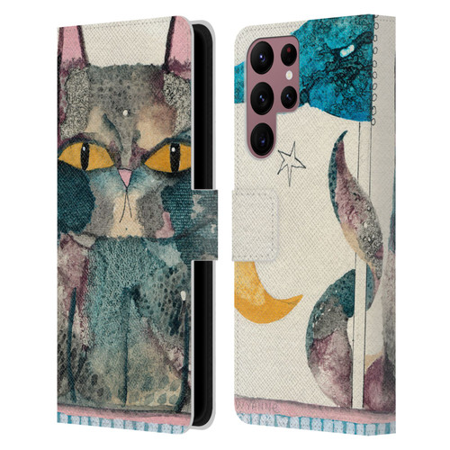 Wyanne Cat By The Light Of The Moon Leather Book Wallet Case Cover For Samsung Galaxy S22 Ultra 5G