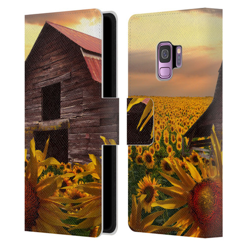 Celebrate Life Gallery Florals Sunflower Dance Leather Book Wallet Case Cover For Samsung Galaxy S9