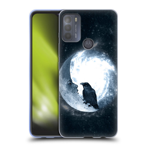 Barruf Animals Crow and Its Moon Soft Gel Case for Motorola Moto G50
