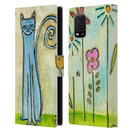 Wyanne Cat Blue Cat In The Flower Garden Leather Book Wallet Case Cover For Xiaomi Mi 10 Lite 5G