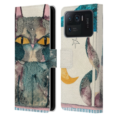 Wyanne Cat By The Light Of The Moon Leather Book Wallet Case Cover For Xiaomi Mi 11 Ultra