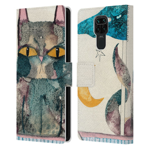 Wyanne Cat By The Light Of The Moon Leather Book Wallet Case Cover For Xiaomi Redmi Note 9 / Redmi 10X 4G