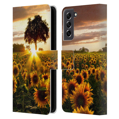 Celebrate Life Gallery Florals Fields Of Gold Leather Book Wallet Case Cover For Samsung Galaxy S21 FE 5G