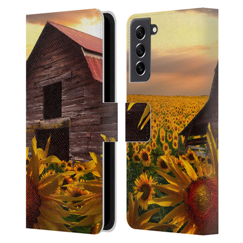 Celebrate Life Gallery Florals Sunflower Dance Leather Book Wallet Case Cover For Samsung Galaxy S21 FE 5G
