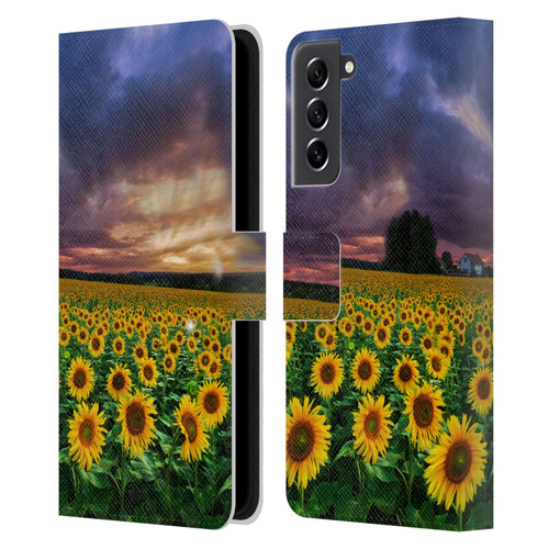 Celebrate Life Gallery Florals Stormy Sunrise Leather Book Wallet Case Cover For Samsung Galaxy S21 FE 5G