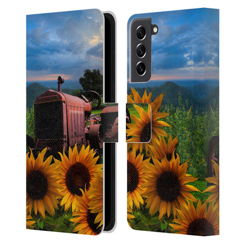 Celebrate Life Gallery Florals Tractor Heaven Leather Book Wallet Case Cover For Samsung Galaxy S21 FE 5G