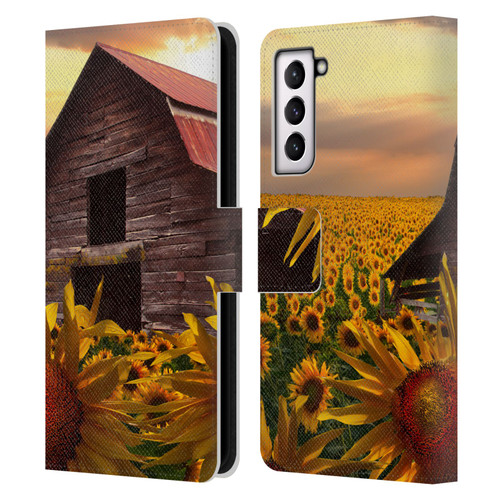 Celebrate Life Gallery Florals Sunflower Dance Leather Book Wallet Case Cover For Samsung Galaxy S21 5G