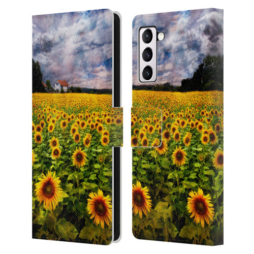 Celebrate Life Gallery Florals Dreaming Of Sunflowers Leather Book Wallet Case Cover For Samsung Galaxy S21+ 5G