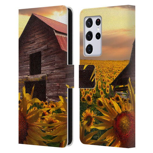 Celebrate Life Gallery Florals Sunflower Dance Leather Book Wallet Case Cover For Samsung Galaxy S21 Ultra 5G