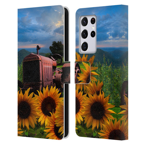 Celebrate Life Gallery Florals Tractor Heaven Leather Book Wallet Case Cover For Samsung Galaxy S21 Ultra 5G