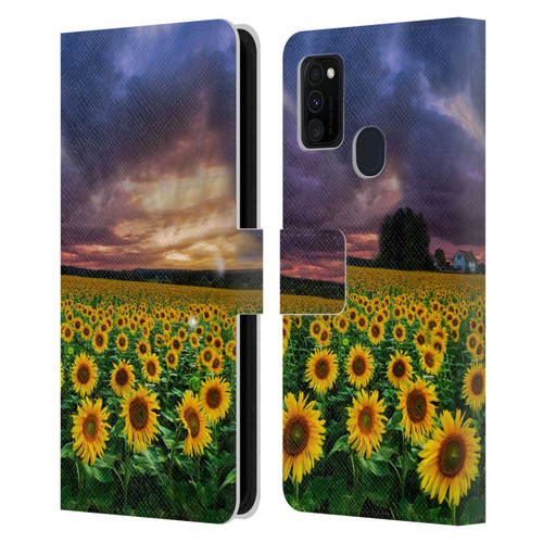 Celebrate Life Gallery Florals Stormy Sunrise Leather Book Wallet Case Cover For Samsung Galaxy M30s (2019)/M21 (2020)